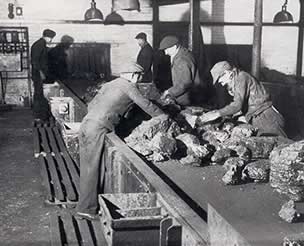 Some coal was still sorted by hand at Ffaldau Colliery in 1955.